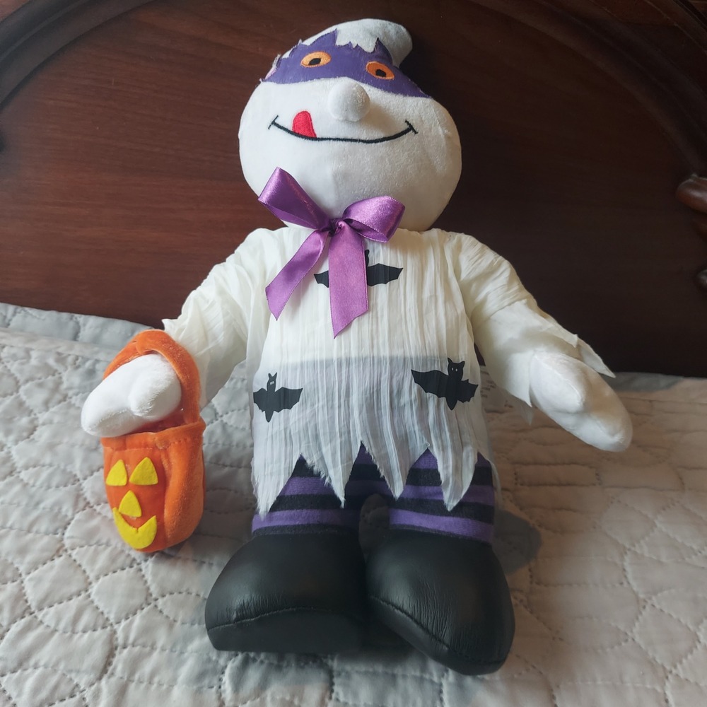 Royal Plush Halloween Ghost Plush 15 inch Purple Mask Bat Tunic Pumpkin Basket